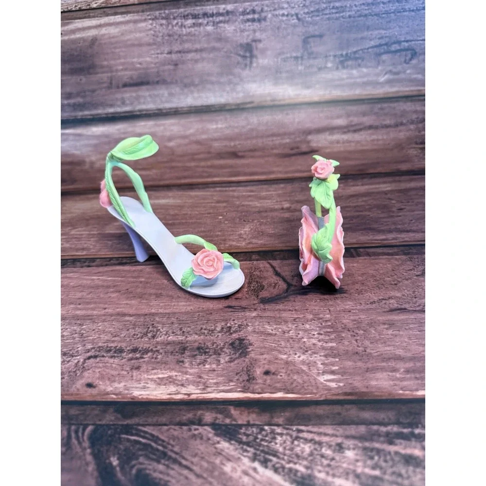 Avon Fine Collectibles All Dressed Up Miniature Shoe Rose Sandal & Purse Decor